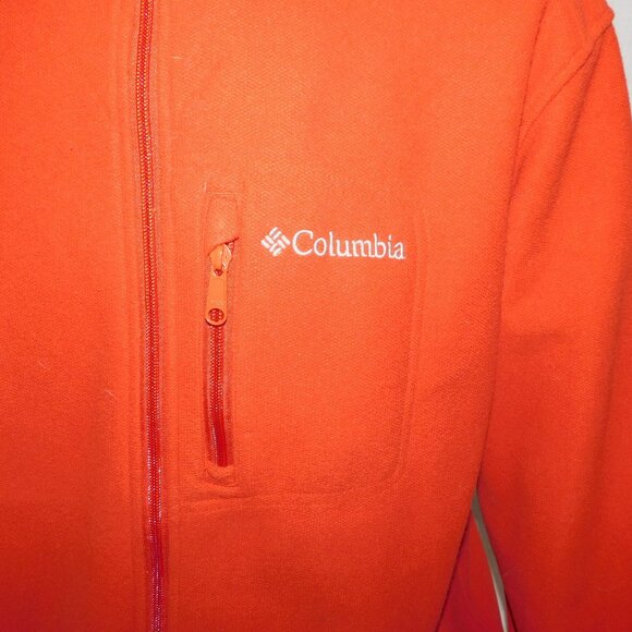 Columbia Mens XL Orange Omni Heat Hot Dots Full Zip Fleece Jacket Sweater - Picture 9 of 14